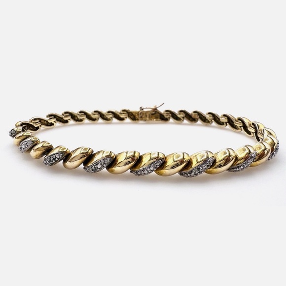 Ross Simons Gold Over Sterling Silver Diamond San Marco Bracelet stamp 925 - Picture 2 of 7